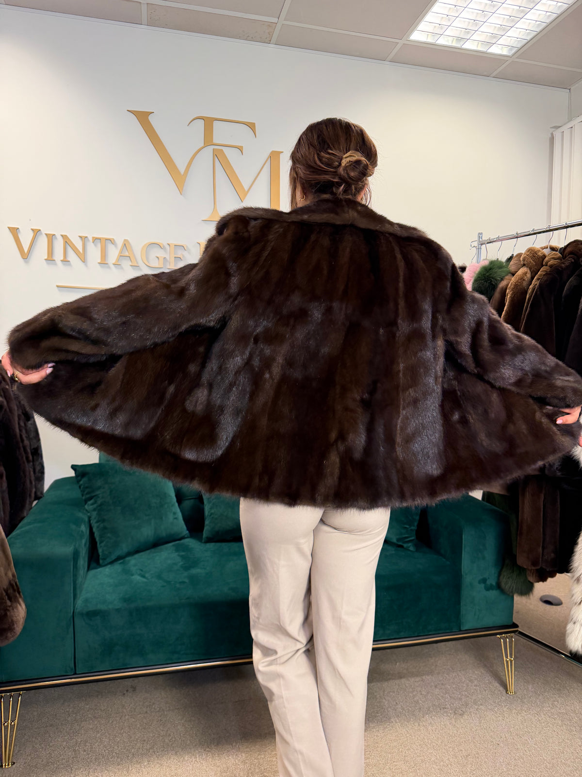 Brown Mink Fur Jacket, Large