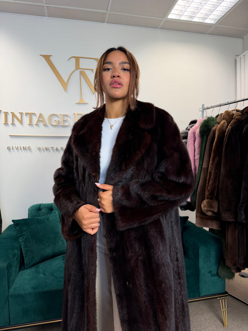 Very Dark Brown Mink Fur Coat, L/XL
