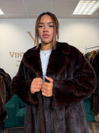 Very Dark Brown Mink Fur Coat, L/XL