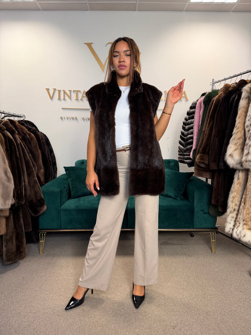 Dark Brown Mink Fur Vest, Large