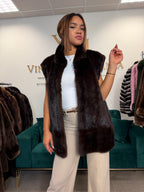 Dark Brown Mink Fur Vest, Large