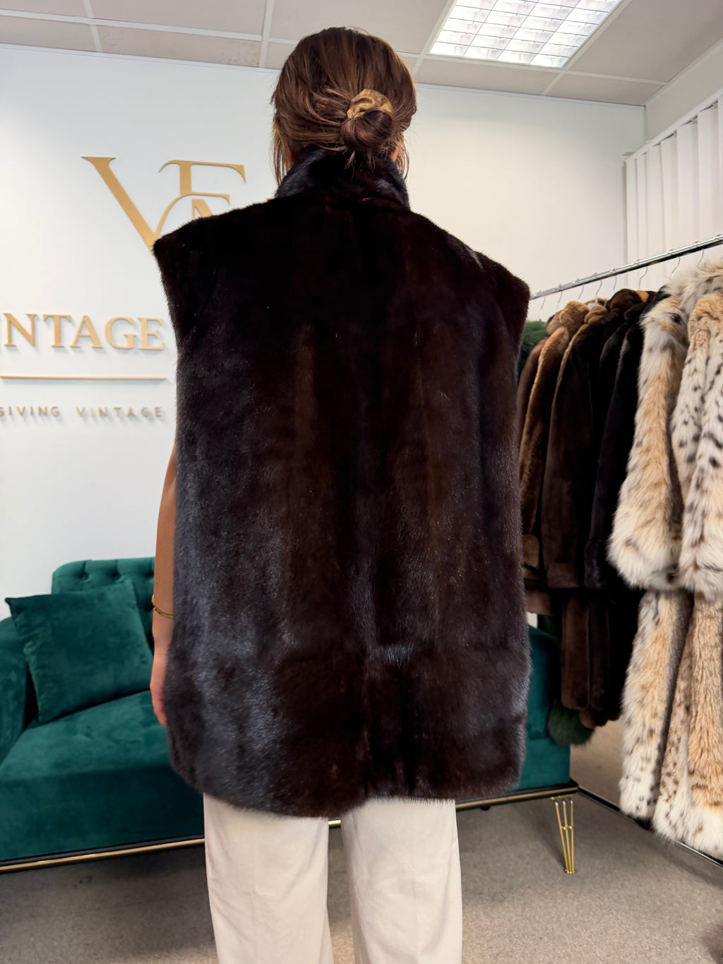Dark Brown Mink Fur Vest, Large