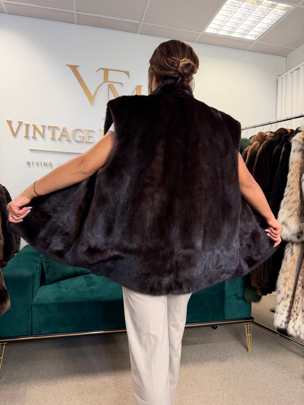 Dark Brown Mink Fur Vest, Large