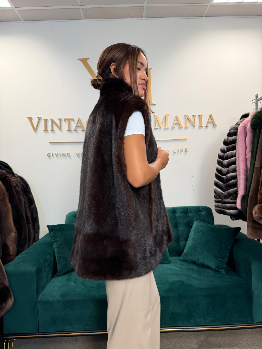 Dark Brown Mink Fur Vest, Large