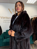Dark Brown Mink Fur Coat, M/L, Excellent Quality