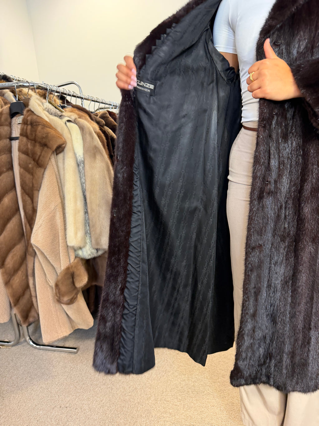 Dark Brown Mink Fur Coat, M/L, Excellent Quality