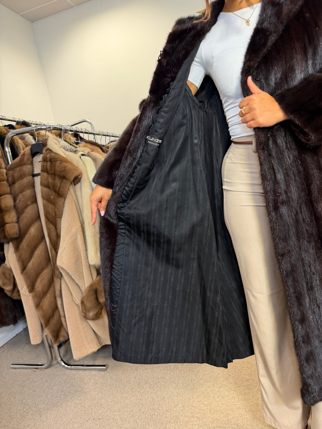 Dark Brown Mink Fur Coat, M/L, Excellent Quality