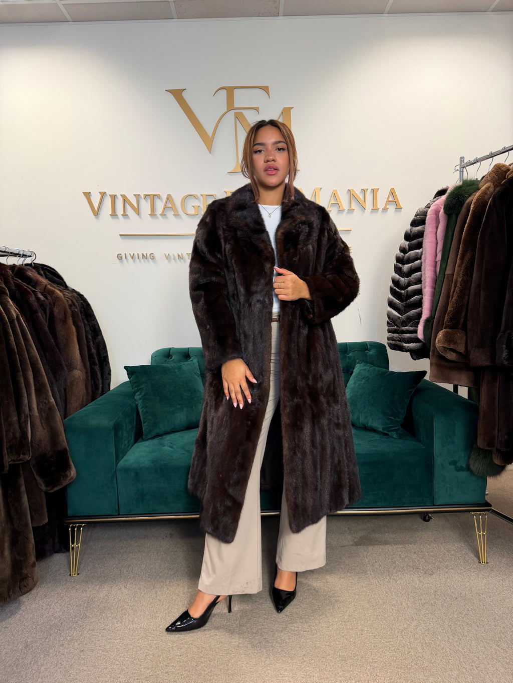 Brown Mink Fur Coat, M/L