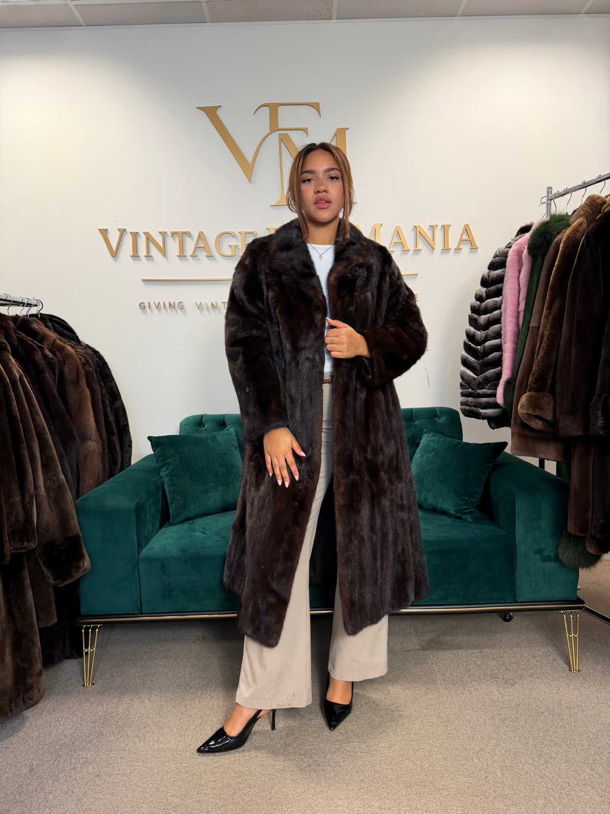 Brown Mink Fur Coat, M/L