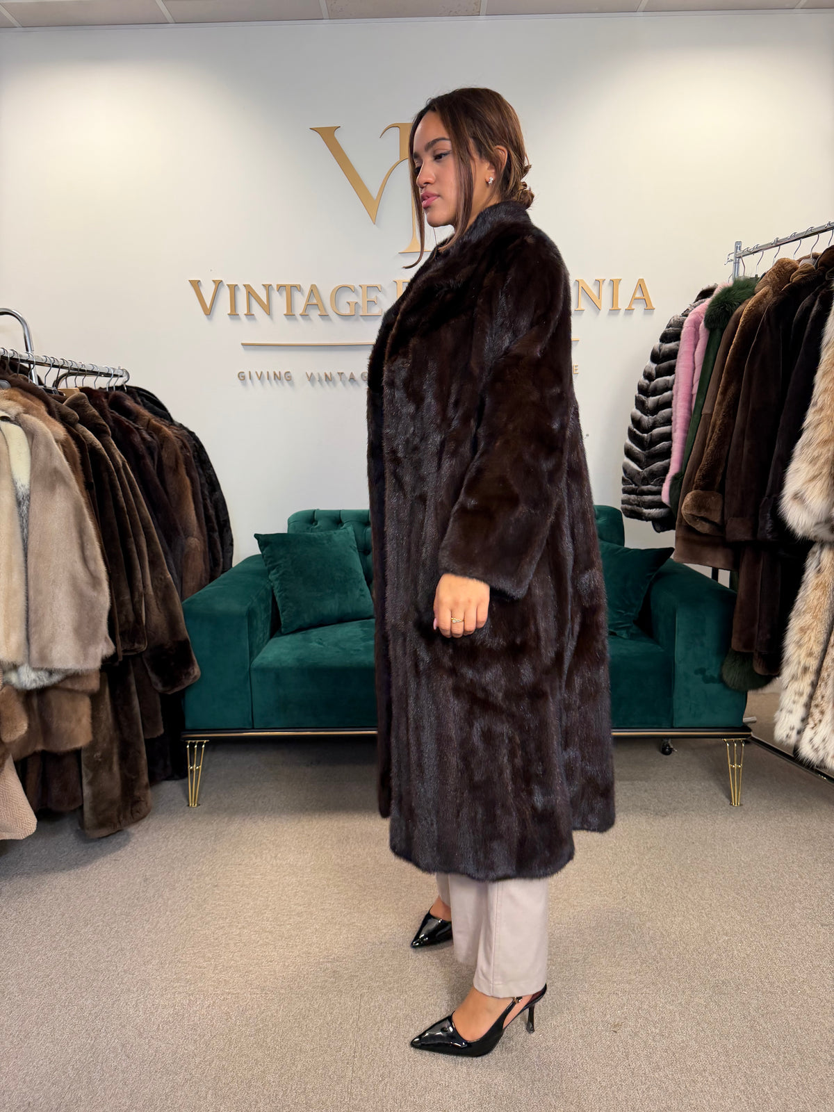 Brown Mink Fur Coat, M/L