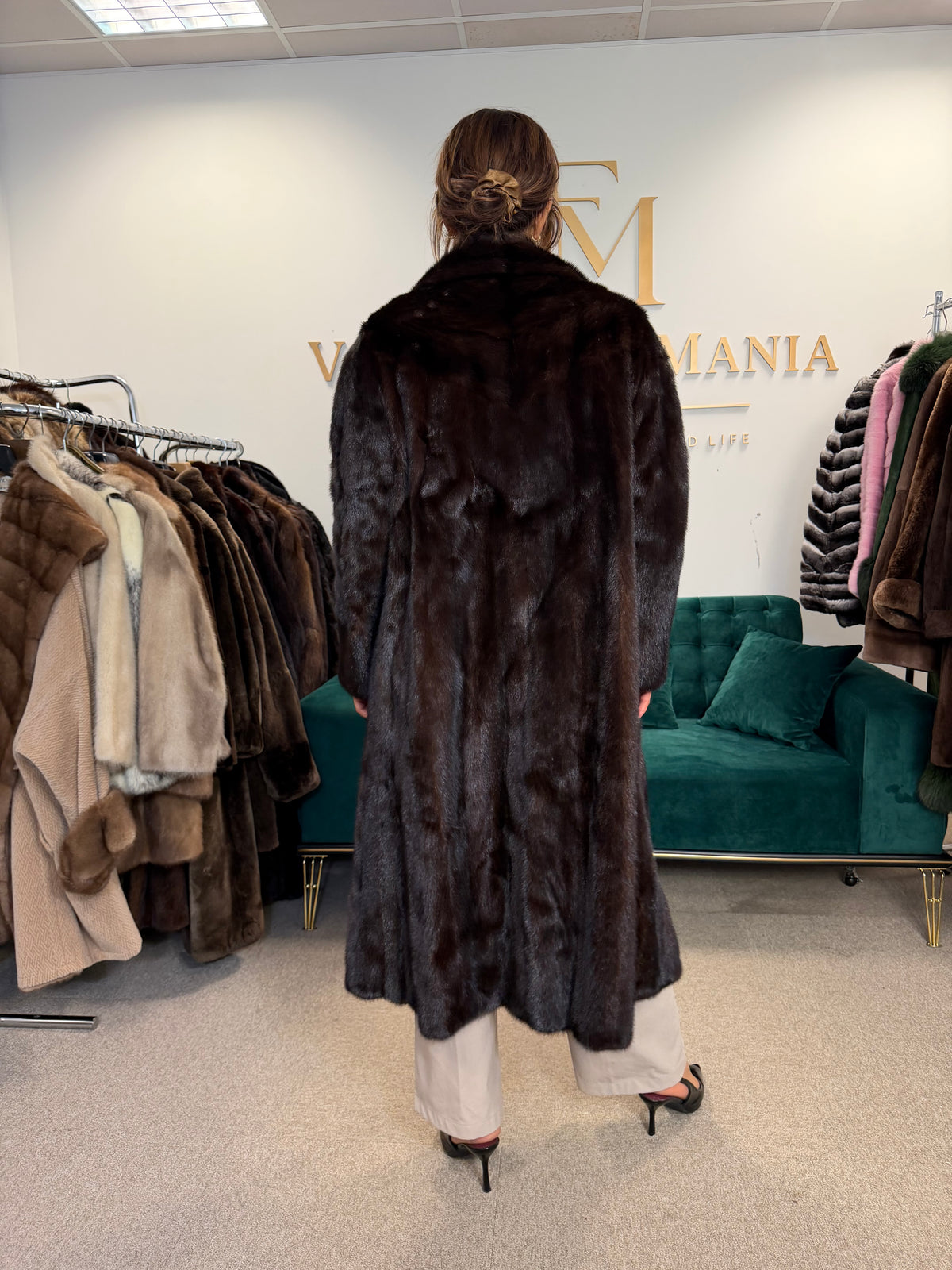 Brown Mink Fur Coat, M/L
