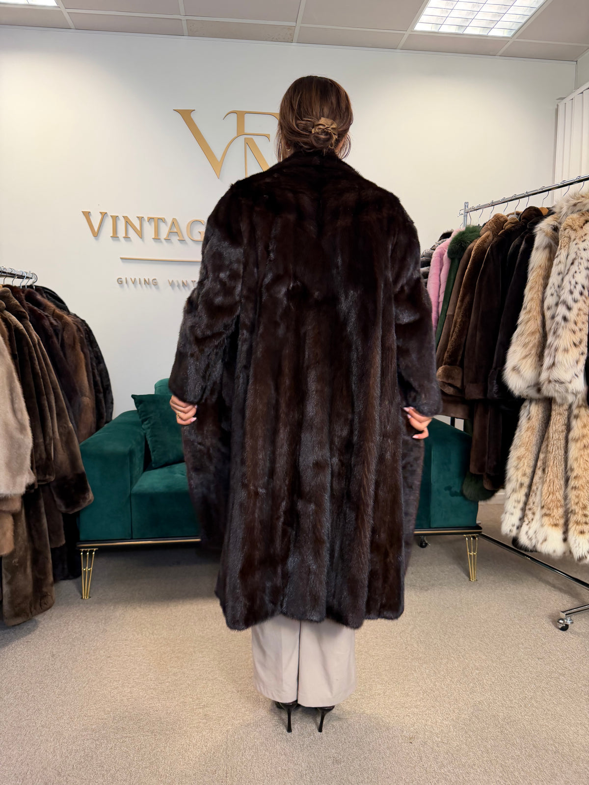 Brown Mink Fur Coat, M/L