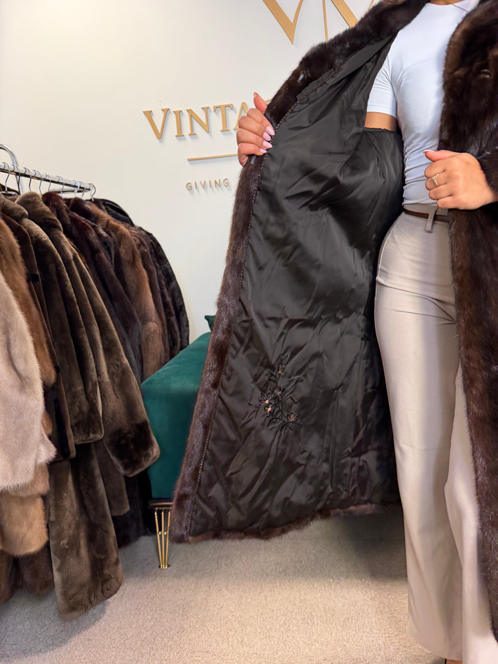 Brown Mink Fur Coat, M/L