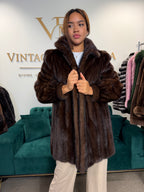 Brown Mink Fur Jacket, Large
