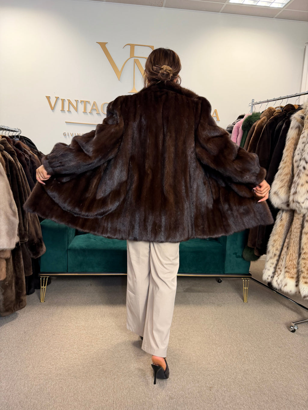 Brown Mink Fur Jacket, Large