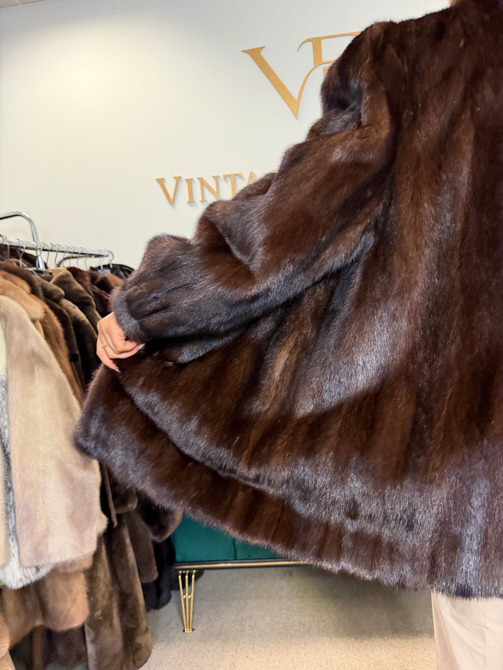 Brown Mink Fur Jacket, Large