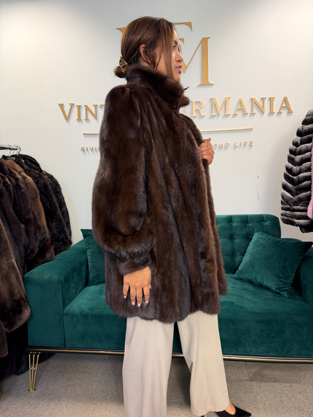 Brown Mink Fur Jacket, Large