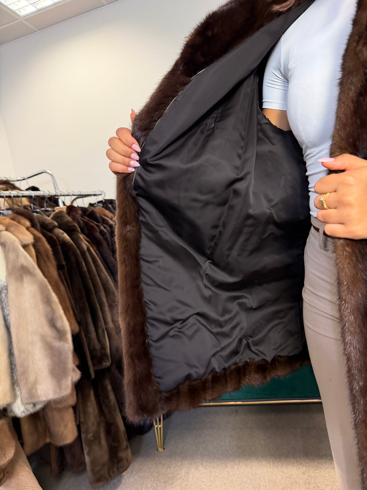 Brown Mink Fur Jacket, Large
