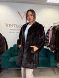 Brown Mink Fur Coat, Large, Pieced
