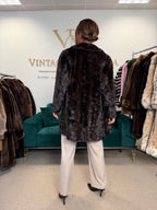 Brown Mink Fur Coat, Large, Pieced