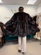 Brown Mink Fur Coat, Large, Pieced
