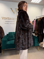 Brown Mink Fur Coat, Large, Pieced