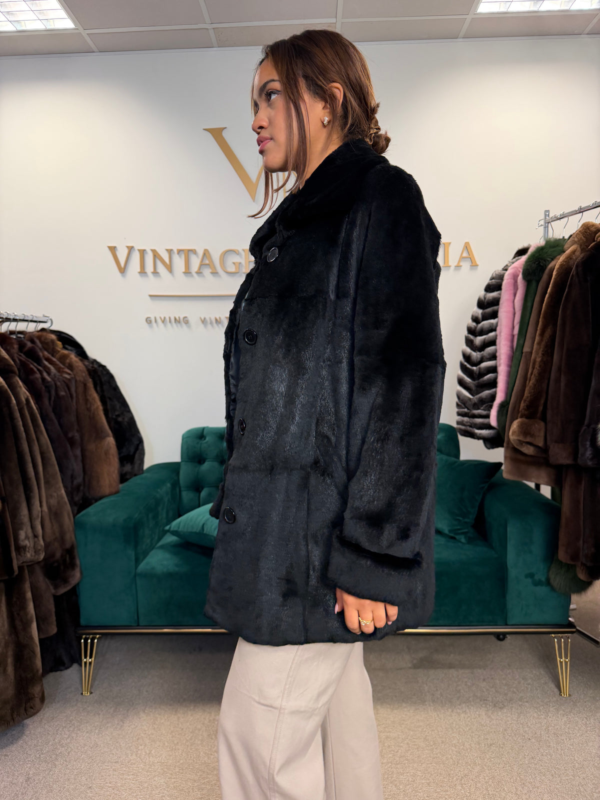 Sheared Black Rabbit Fur Jacket, Large
