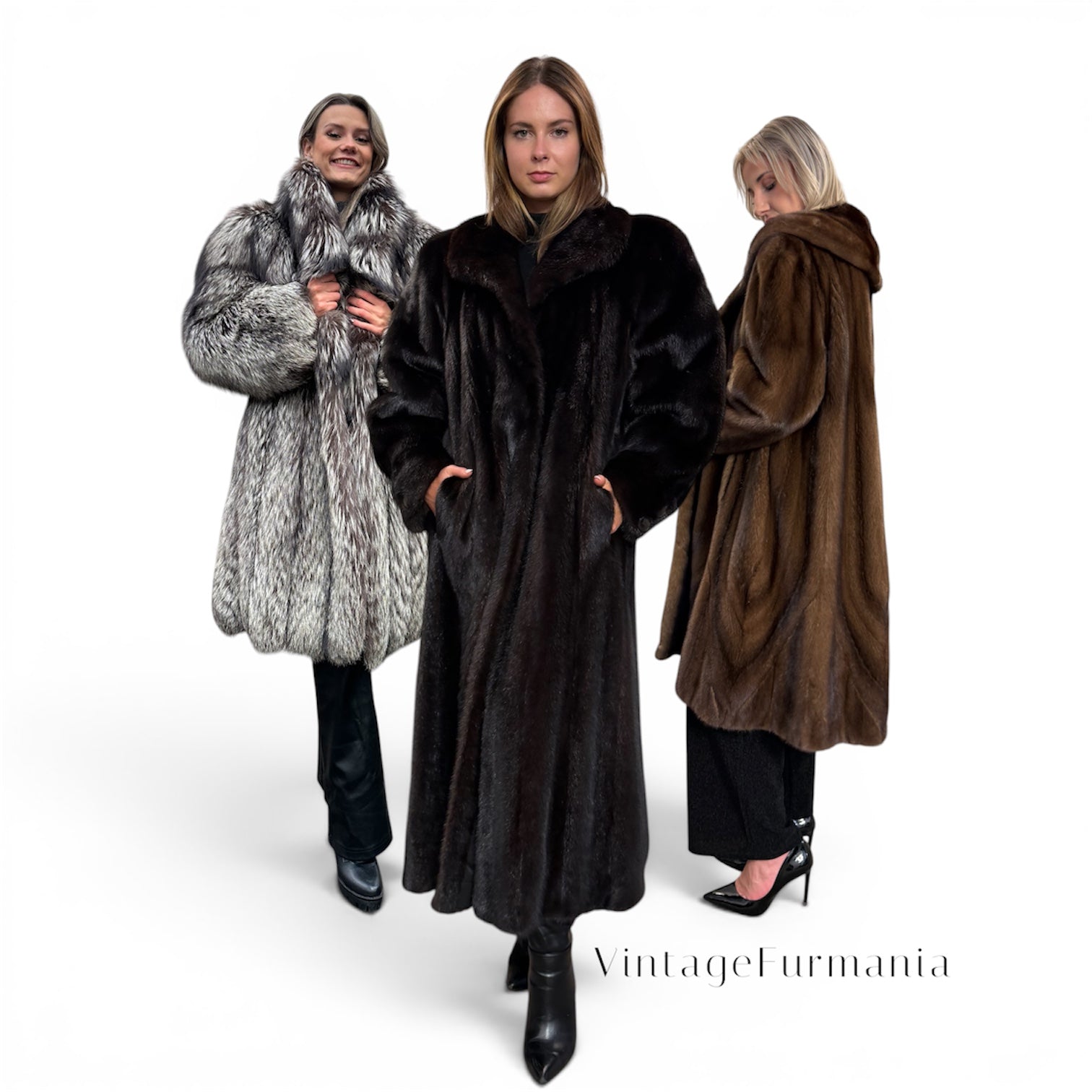 Vintage Fur Mania Real Mink Fox and Sable Fur Coats.