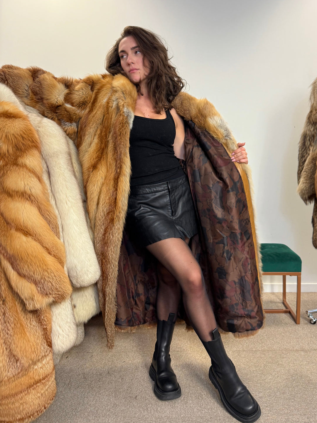 Authentic Real Red Fox Fur Jacket, XXL – Premium Quality Fur, Elegant Winter Coat, Classic Vintage Look.