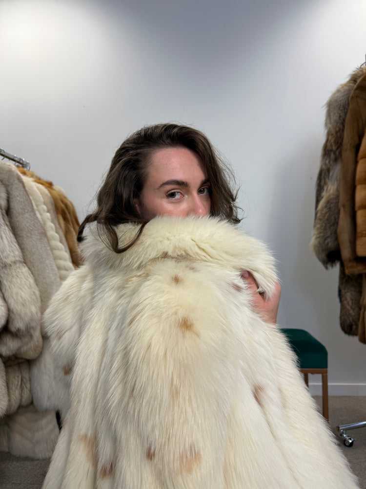 Authentic Lynx Fox Fur Coat, Oversized 3XL, Premium Vintage Quality