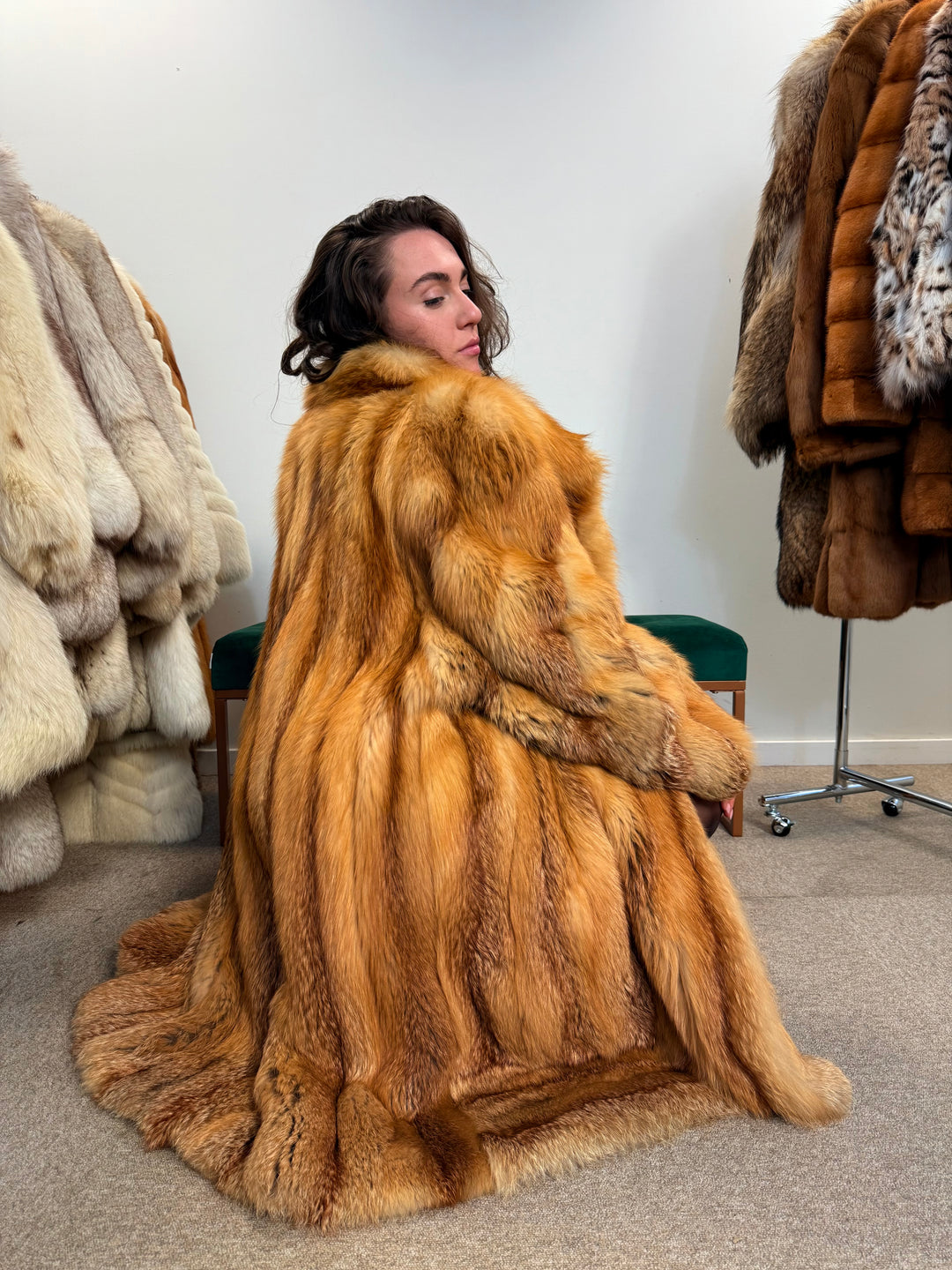 Canadian Red Fox Fur Coat, XL Size, Real Fox Fur, Vintage Women’s Coat