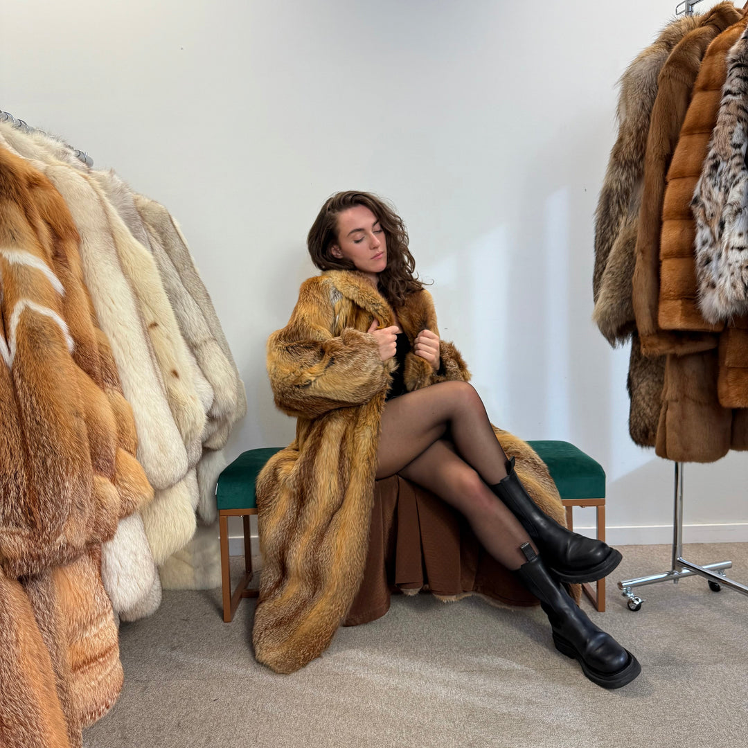 Classic Red Fox Fur Coat, Real Fur, Warm and Stylish Women’s Coat