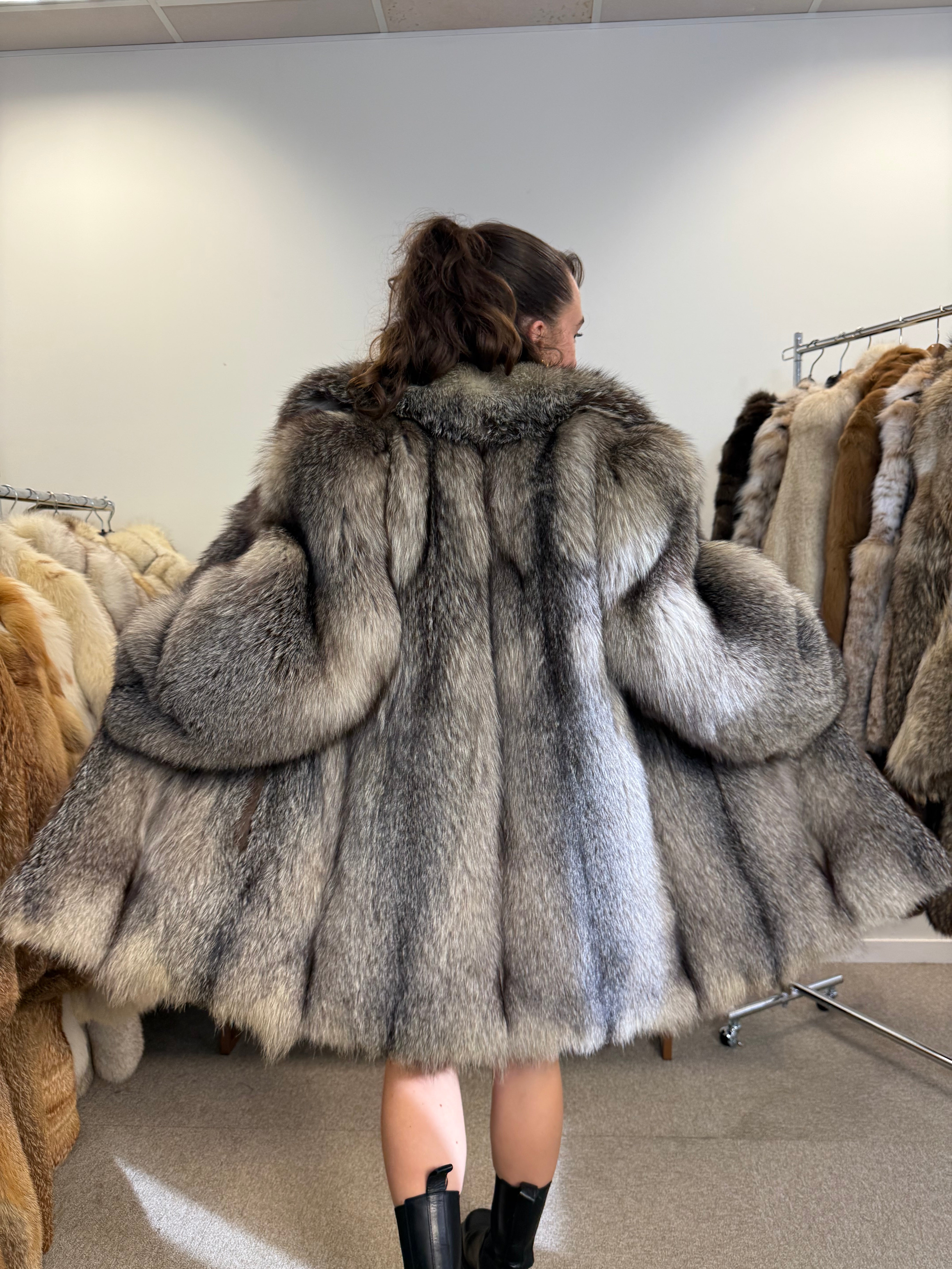 Crystal Fox Fur Coat, Medium Size, Real Fox Fur, Vintage Women’s Coat