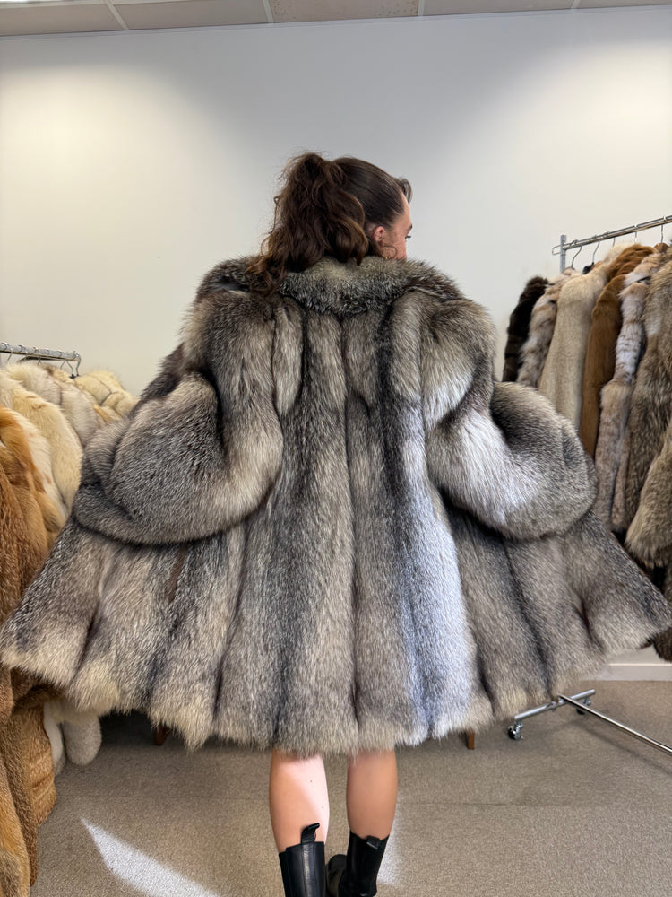 Crystal Fox Fur Coat, Medium Size, Real Fox Fur, Vintage Women’s Coat