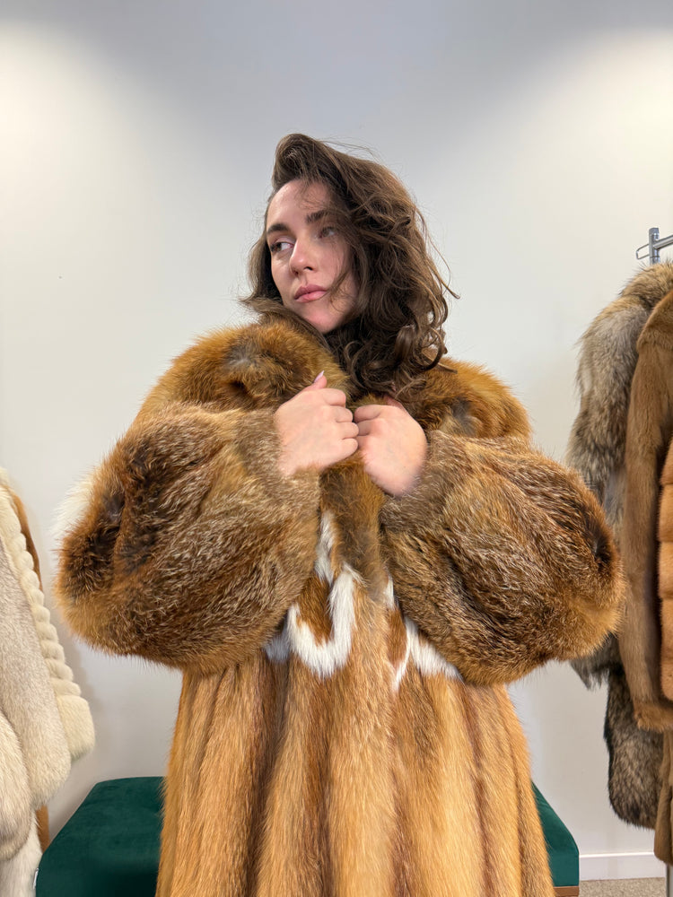 Fluffy Red Fox Fur Coat – Natural Real Fur with Free Shipping