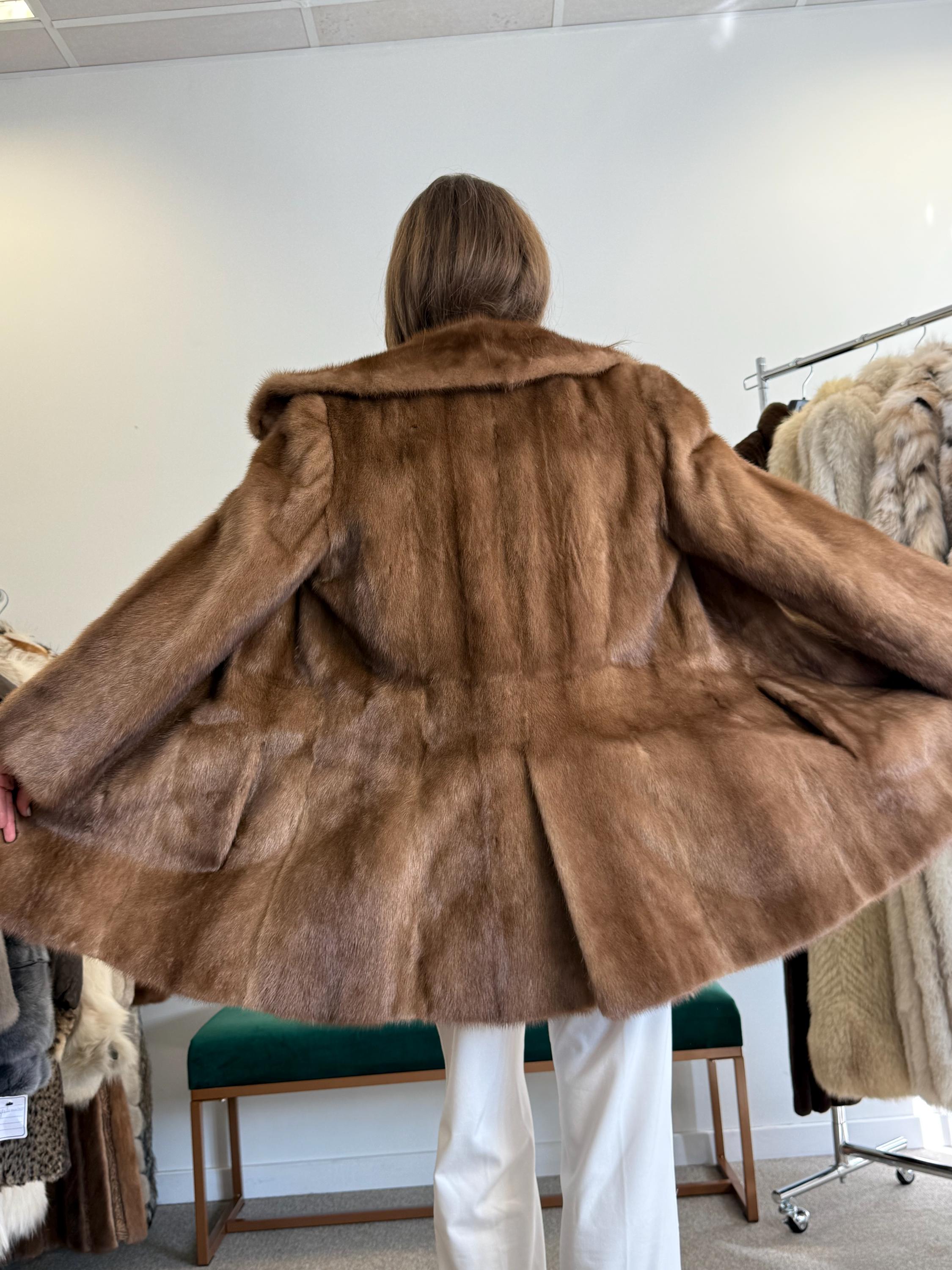 High quality real fur, soft and thick natural texture detail of vintage coat.