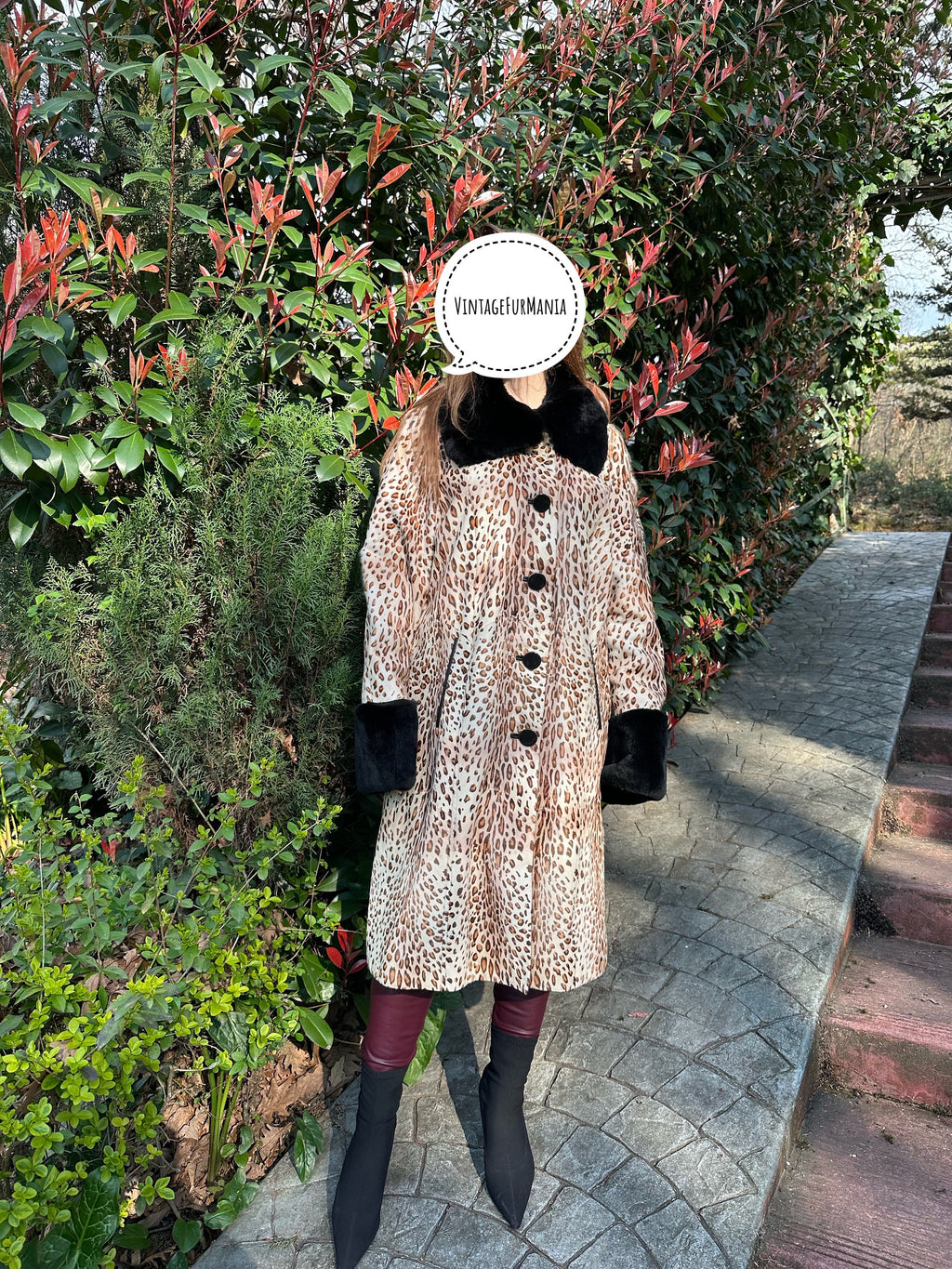 Lynx Print Lambskin Fur Coat – XL