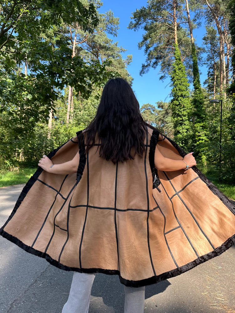 Double Sided Astrakhan and Leather Fur Vest, XXL Size, Vintage fur Vest, Real Fur, Ultimate Style and Warmth in a Luxurious Design, Fur Coat