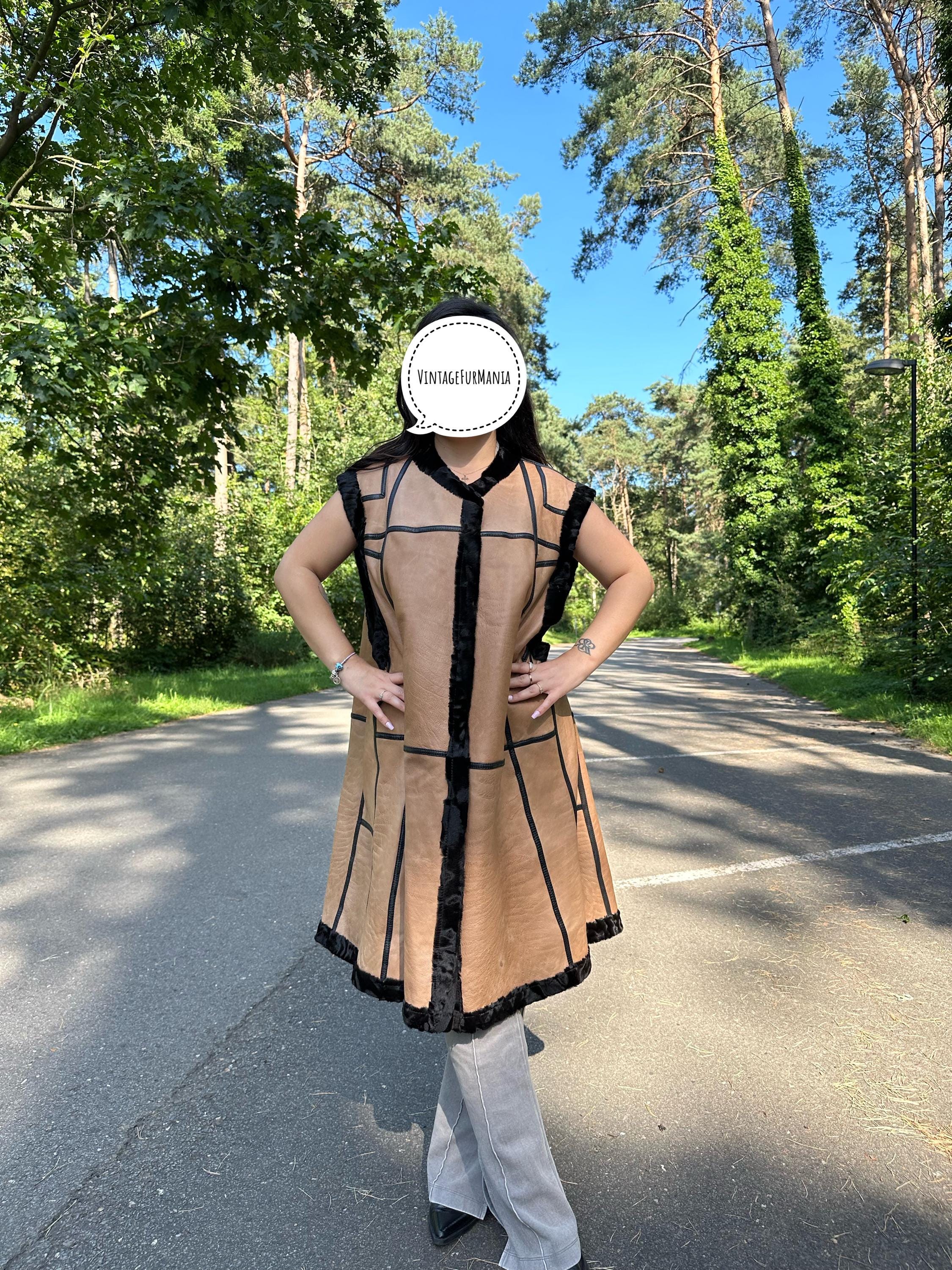 Double Sided Astrakhan and Leather Fur Vest, XXL Size, Vintage fur Vest, Real Fur, Ultimate Style and Warmth in a Luxurious Design, Fur Coat