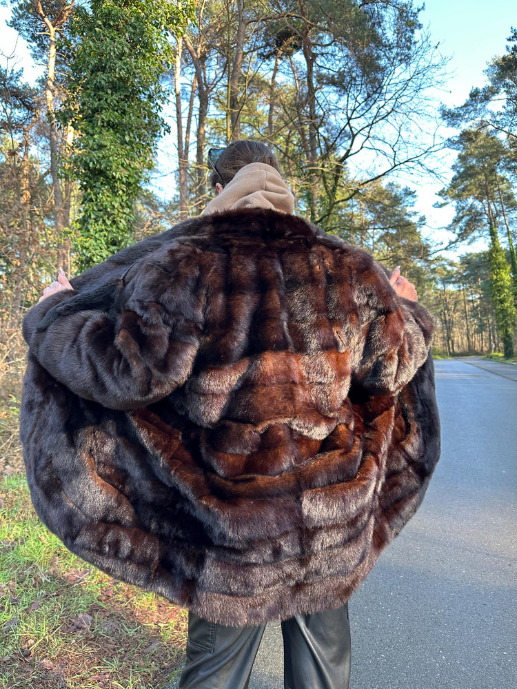 Brown Fur Coat, XL Size, Warm and Soft Natural Brown Fur, Heavy & Luxurious Coat, Elegant Women's Outerwear, Real Fur coat, Vintage Fur Coat