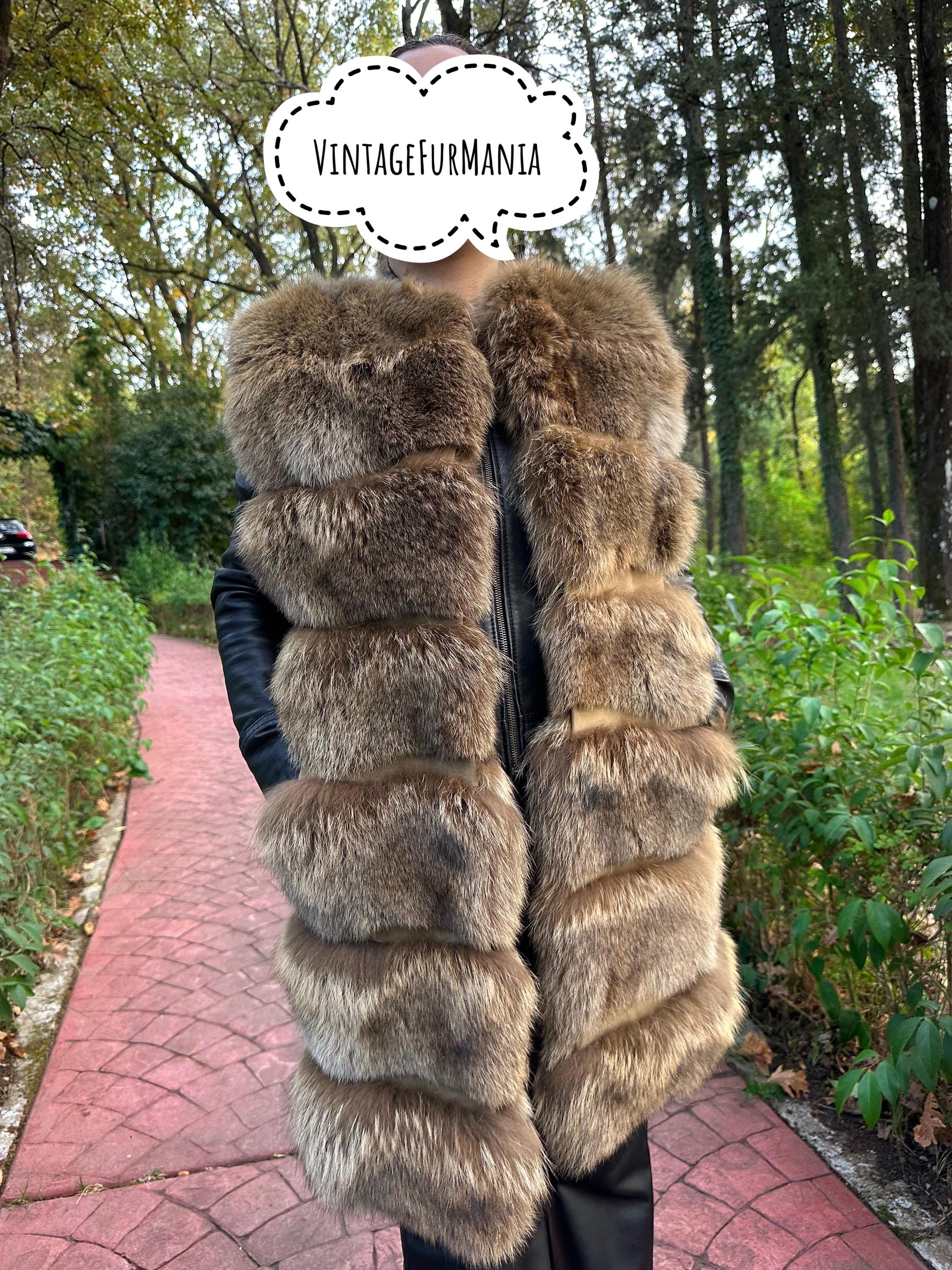 Fox Fur Vest in Silver Brown Color, Medium & Small Size, Very Soft and Fluffy Fur, Made in Greece, Luxurious and Elegant Women's Outerwear