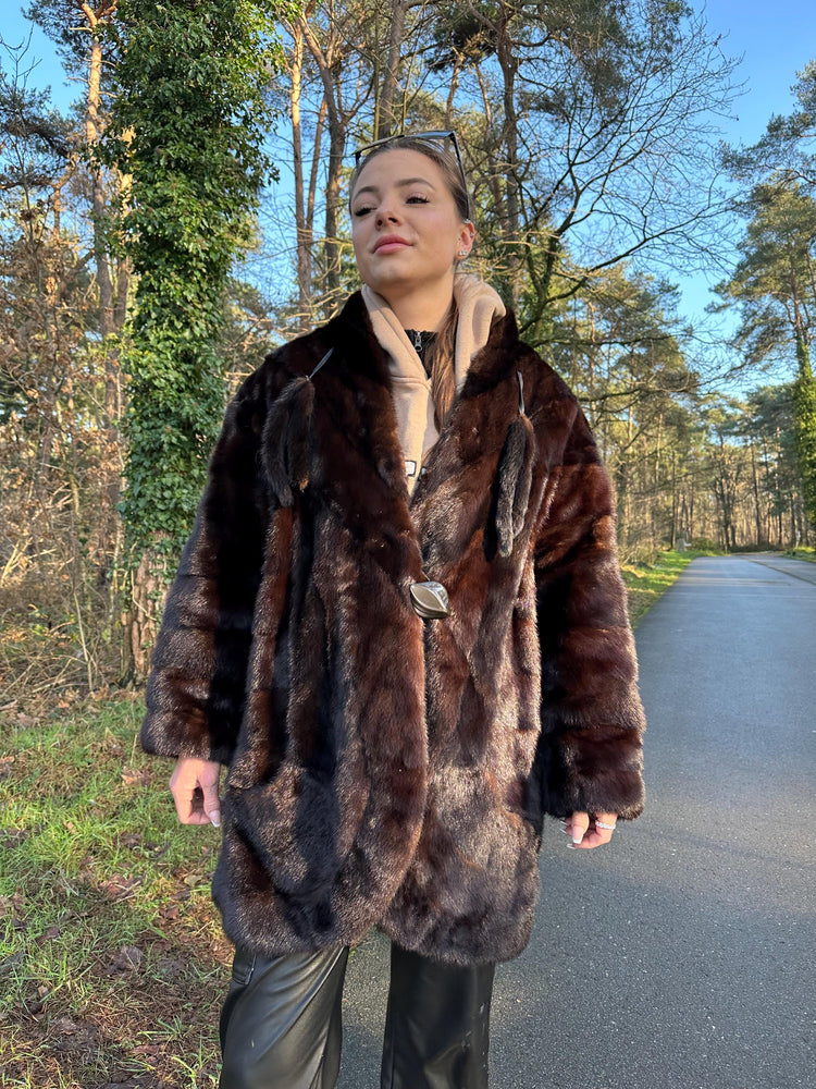 Brown Fur Coat, XL Size, Warm and Soft Natural Brown Fur, Heavy & Luxurious Coat, Elegant Women's Outerwear, Real Fur coat, Vintage Fur Coat