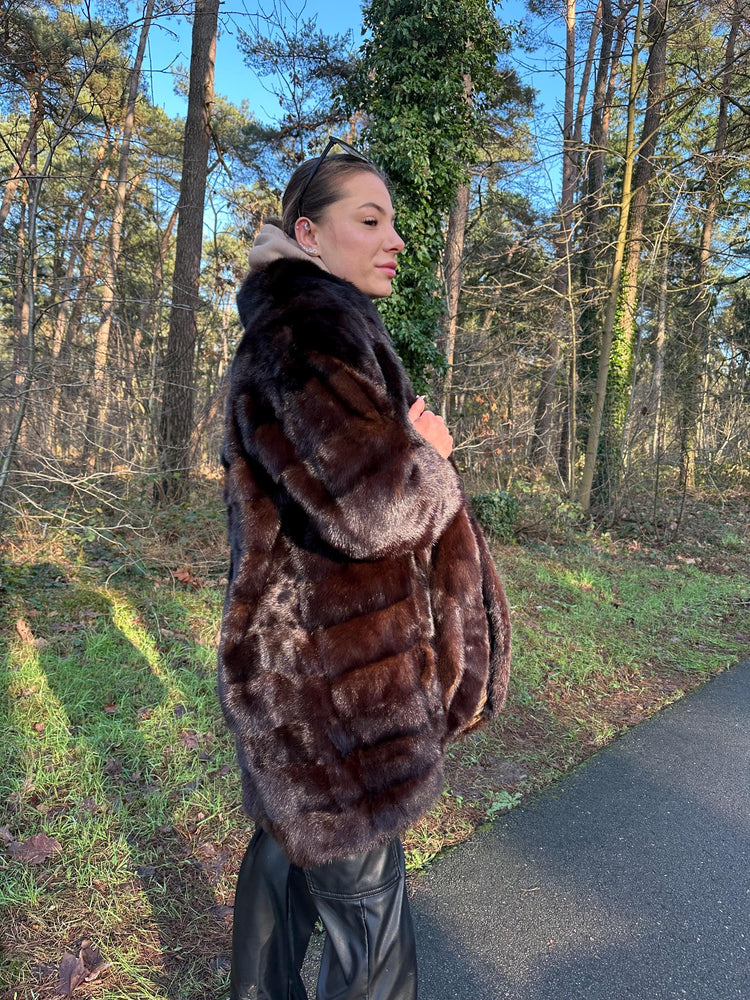 Brown Fur Coat, XL Size, Warm and Soft Natural Brown Fur, Heavy & Luxurious Coat, Elegant Women's Outerwear, Real Fur coat, Vintage Fur Coat