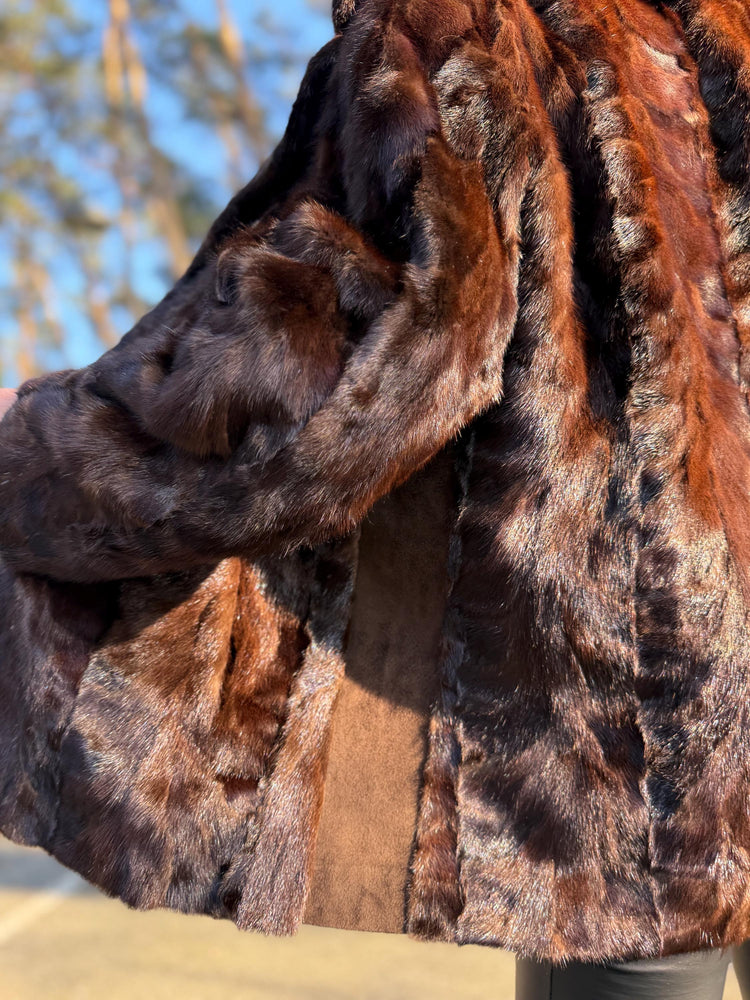 Large Mink Fur Jacket in Natural Brown, Genuine Mink Fur, Soft Fur Jacket, Classic Vintage Style, Excellent Condition, Brown Mink Fur Jacket