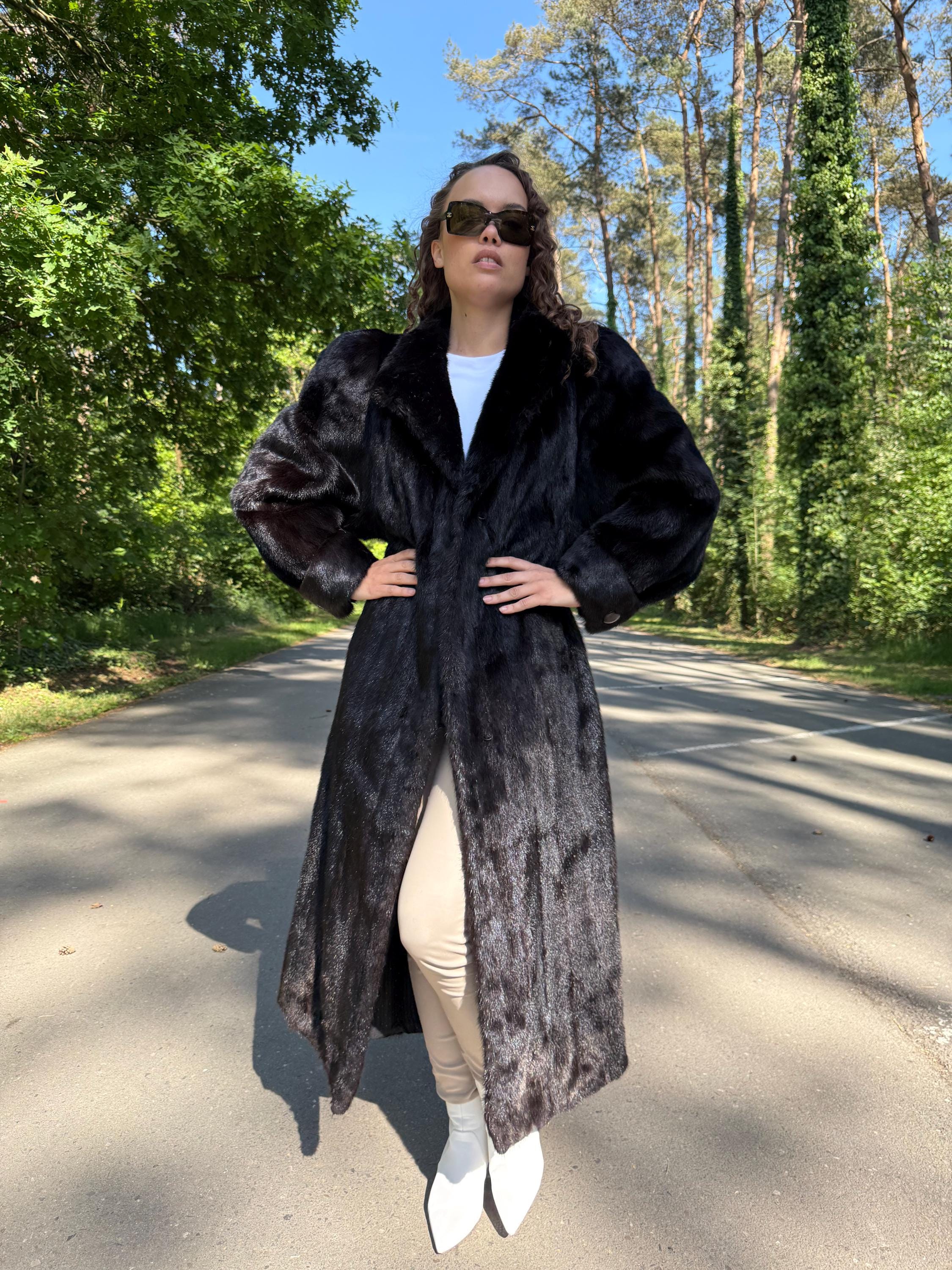 Full Length Dark Brown Mink Coat, 3XL Size Mink Fur Coat, Soft High Quality Coat, Long Luxury Fur Coat, Elegant Outerwear, Warm & Thick Coat