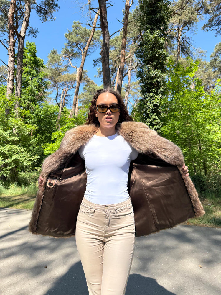 Mink Jacket with Fox Fur Collar, Medium Size, Very Rare Find and Eye Catching Design, Women's Luxury Fur Jacket, Genuine Mink Fur, Real Fox