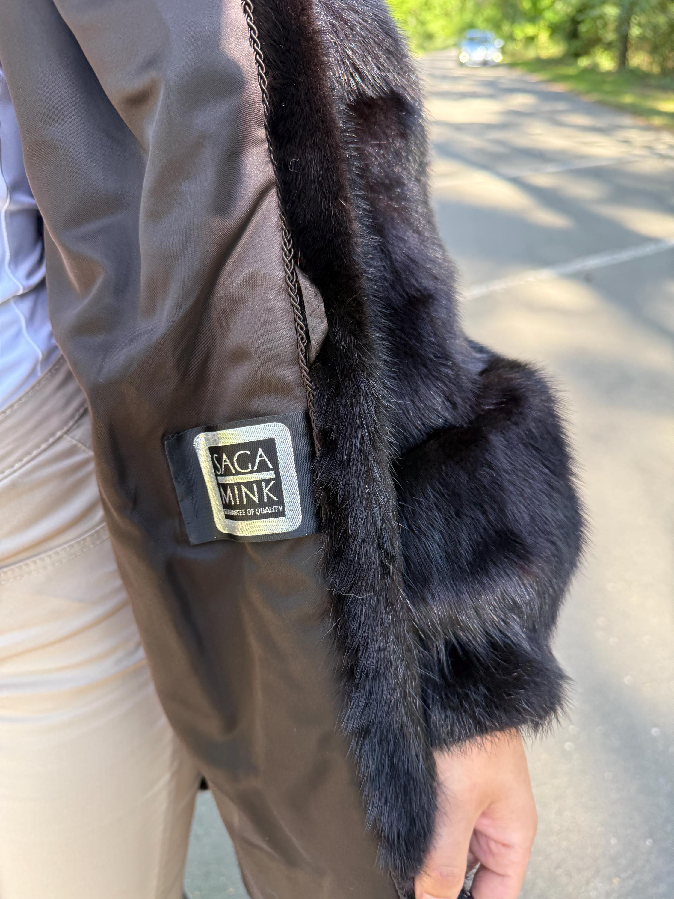 Saga Mink Fur Coat in Dark Brown, XL Size, Premium Selected Mink Fur Coat, Perfect for Elegant Style in Classic Fashion, Real Mink Fur Coat