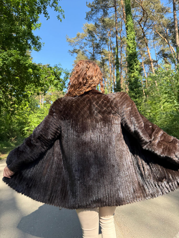 SAGA Mink Jacket in Natural Brown Color, Medium Size, Premium Quality Fur, Genuine Mink, Perfect Lining, Elegant & Luxurious Women's Jacket