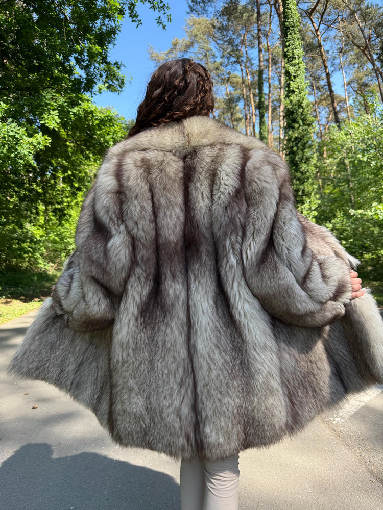 White Fox Fur Coat, XL Size, Soft and Fluffy Fur, Real Fox Fur, Warm Vintage Winter Coat, Good Condition, Real Elegant White Fox Fur Coat