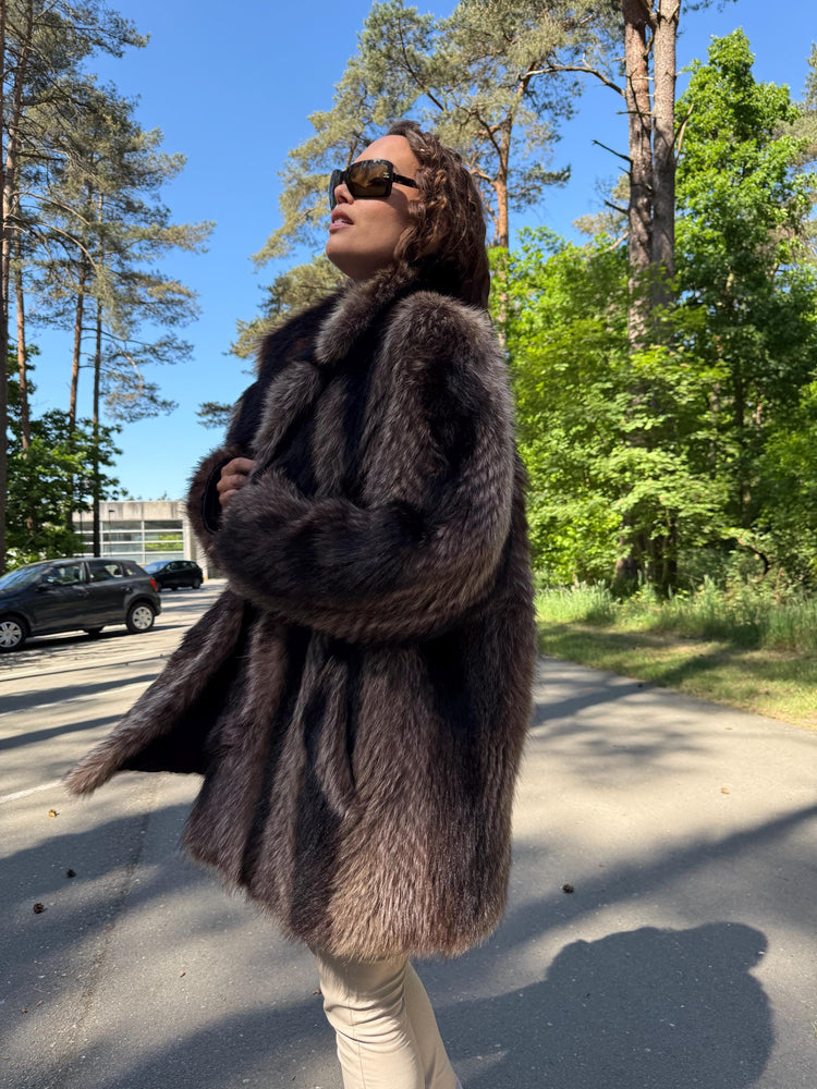Soft Raccoon Fur Coat, XL Size, Fur Coat, Raccoon Fur Coat, Vintage Fur Coat, Thick Fur, Raccoon Fur Jacket, Real Fur Jacket, Real Fur Coat